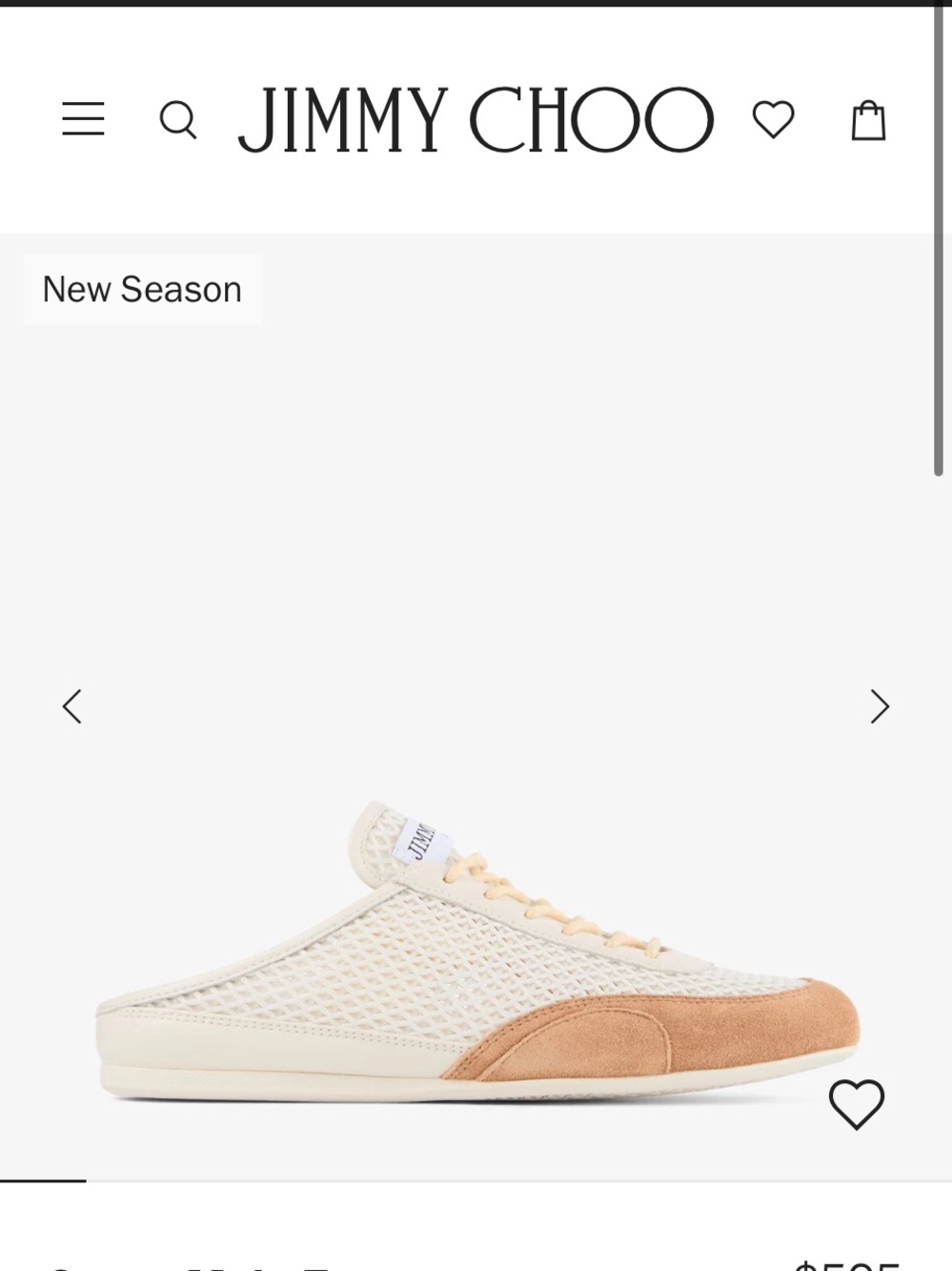 Jimmy Choo Cream and Toffee Low-Top Mule Sneakers NWT , 8.5